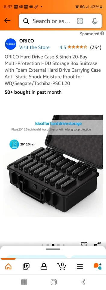 ORICO Hard Drive Case 20 Bay Shockproof Anti-Static for for WD/Seagate/Toshiba - Image 2 of 4