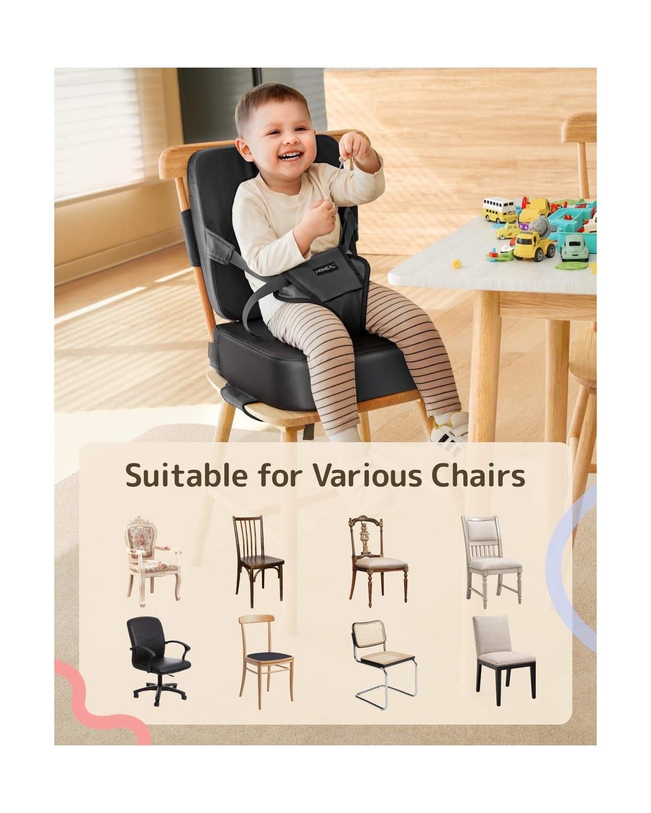 HOMEAL Booster Seat for Kitchen Chair, Breathable Toddler Booster S... Fast Ship