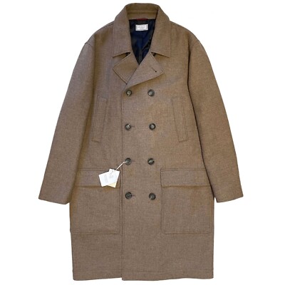 BRUNELLO CUCINELLI Virgin Wool Coat Peacoat in Light Brown Size IT - Main Image