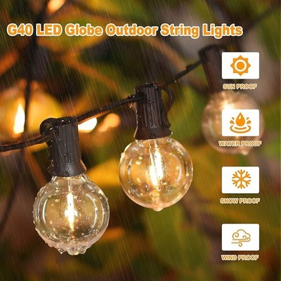 15-60m Outdoor LED Lichterkette Außen Strom G40 Glühbirnen Garten Hochzeit Party