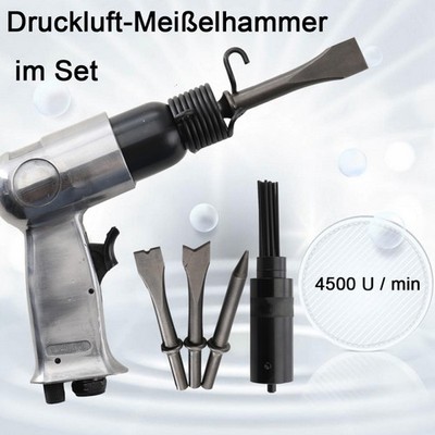 Druckluft-Meißelhammer mit 4-teiligem Meißelsatz Nadelentroster 4500 U/min
