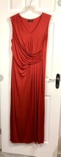 Autograph Maroon Red Sleeveless Ruched Shape Enhancing Long Maxi Dress Size 16