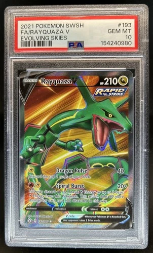 2021 Pokemon SWSH Evolving Skies Rayquaza V #193/203 PSA 10 GEM MINT