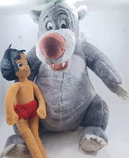 Disney Store Baloo  Mowgli Jungle Book Bear Stuffed Animal Toy Gray 12" Rare
