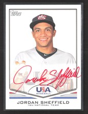 2011 Topps USA Baseball Jordan Sheffield #USA-A38 11/99 Auto