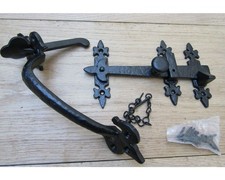 Rustic iron suffolk latch thumb latch cast iron FLEUR DE LYS gothic cottage