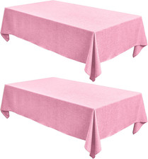 Fitable Faux Linen Tablecloths for Rectangle Tables: Water  Stain Resistant Far
