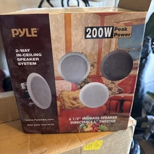 PYLE PRO 6.5'' 200W 2-Way In-Ceiling/Wall Speaker System White NEW