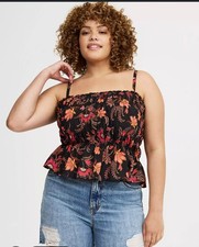 Torid Peplum Smocked Top Loretta Floral Deep ...