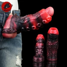 Penis Sheath Male Bigger Sleeve Girth Fantasy Reusable Condom Extender Enlarger