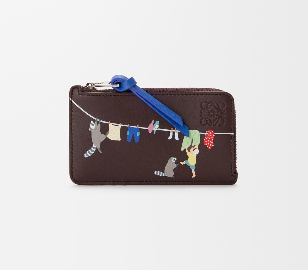 LOEWE x Suna Fujita Raccoon Motif Coin Card Holder Brown Nappa