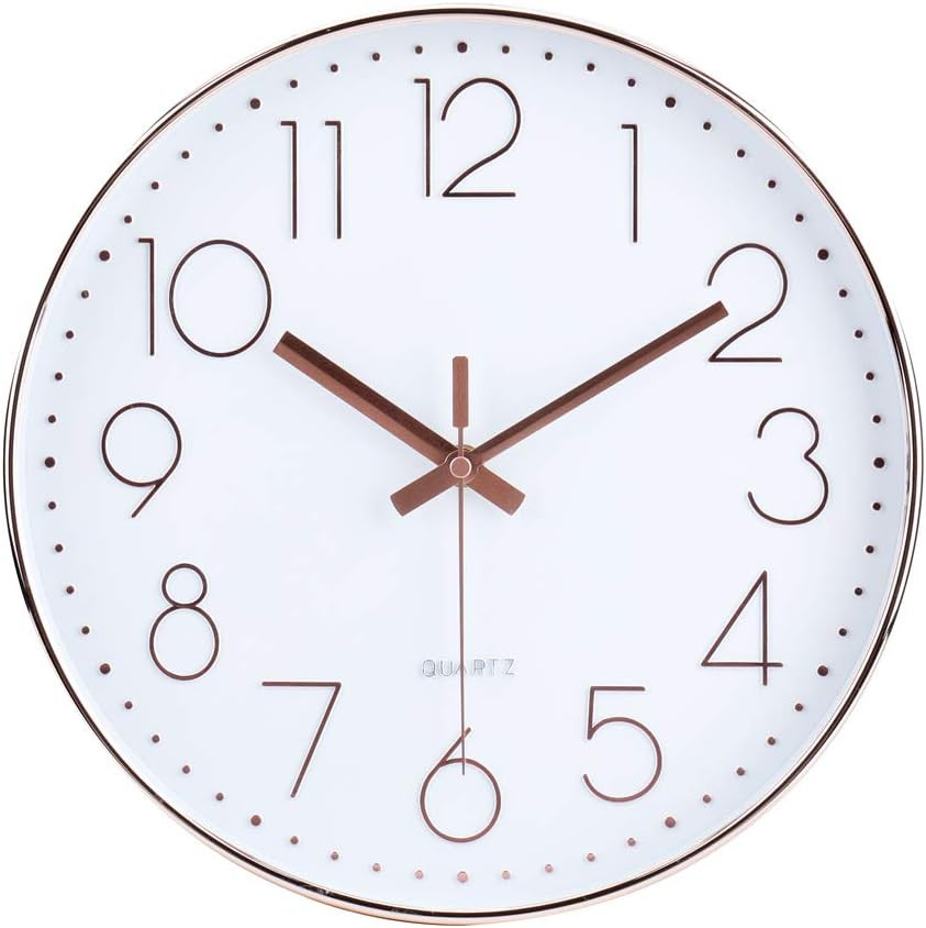 Silent Non-Ticking 12" Battery Operated Quartz Wall Clock by