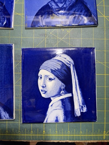 Set 6 Delft Blue 6” Hand Painted Tiles Holland Blue & White Rembrandt - Picture 5 of 16
