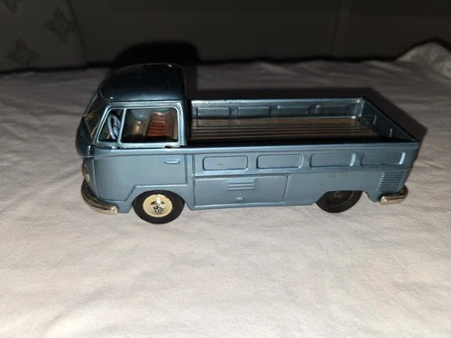 Bandai Japan Vintage VW Single Cab pickup truck friction tin toy blue VOLKSWAGEN
