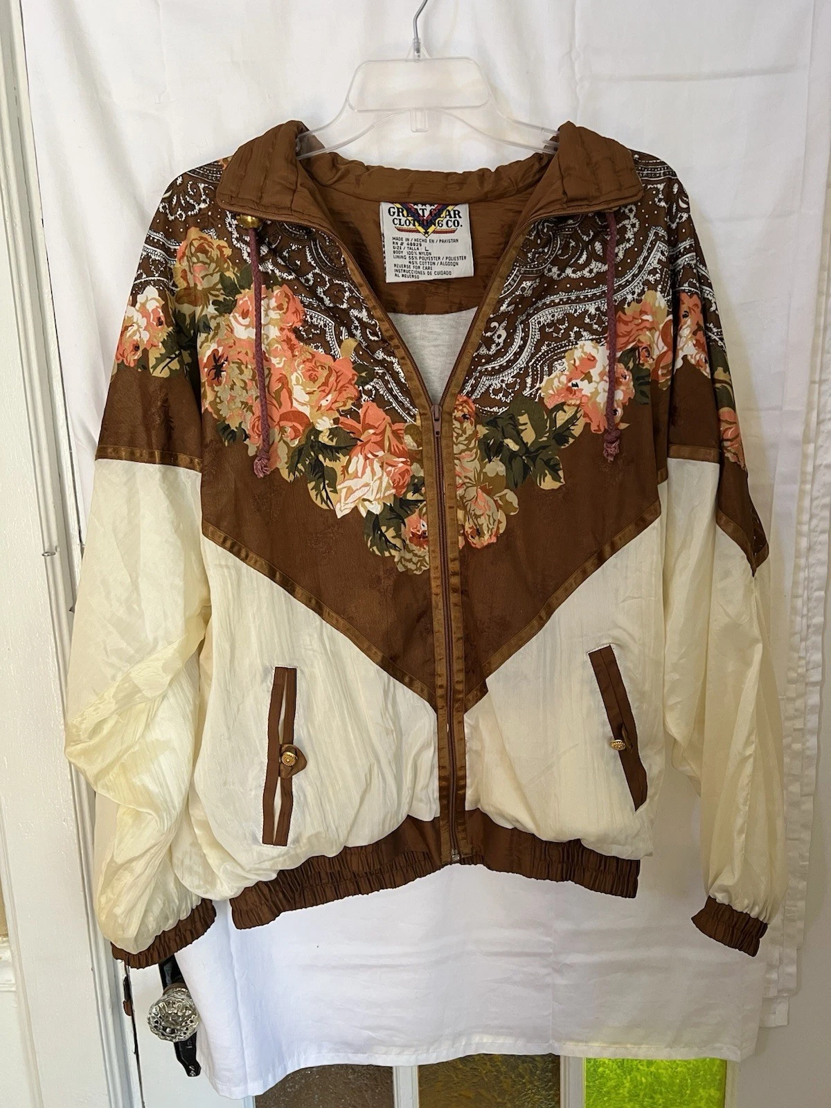 Vintage Equestrian Style Windbreaker Jacket Size Large