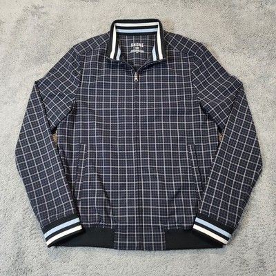 Rhone Bomber Jacket Mens S Navy Blue Dune Golf Windowpane Full Zip Performance