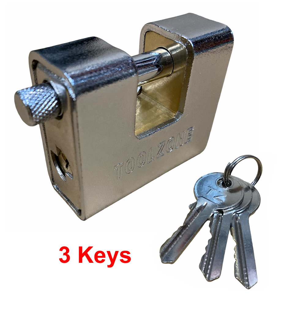 Chrome 63mm Close Armoured Shutter/Container Padlock, High Quality