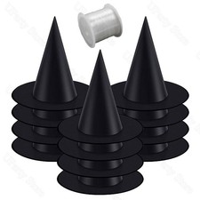 6/12PCS Halloween Black Witch Hats with Hanging Rope Party Decorations