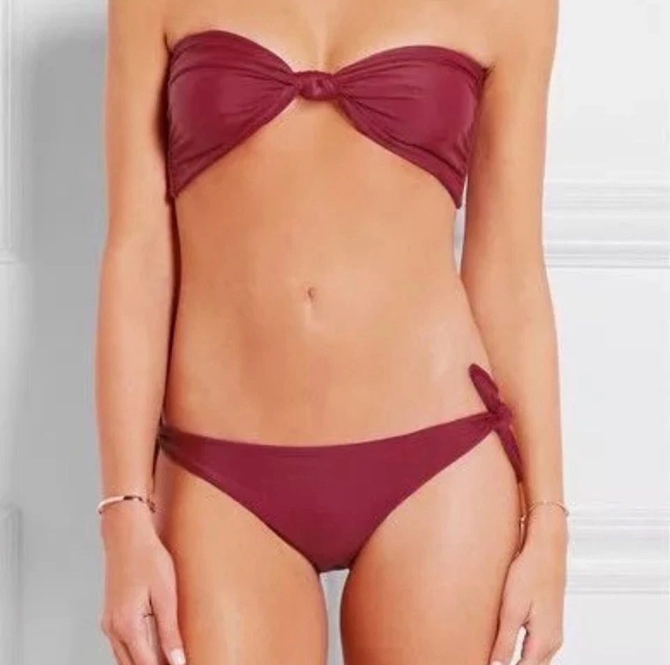 Free People Mikoh Bikini Top Magenta Pomegranate Red Knotted Carmel Basic Lined - Image 4 of 4