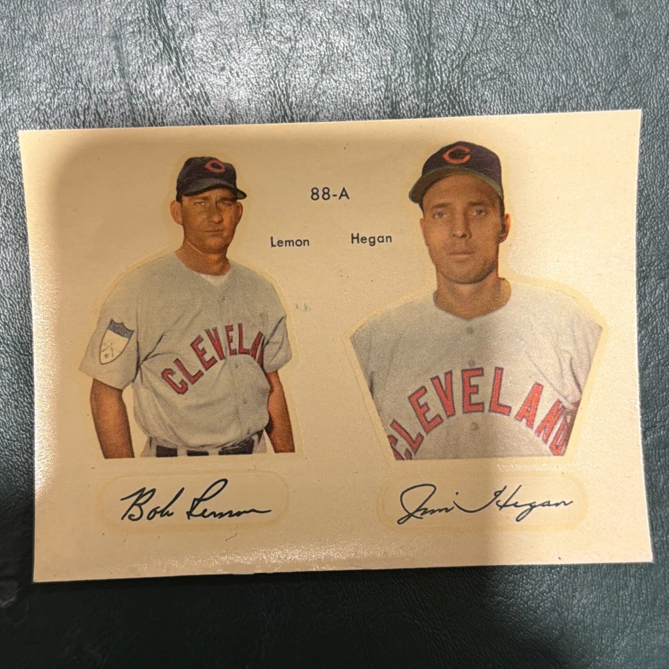 Calcomanía Star-Cal 1952 Bob Lemon/Jim Hegan 88-A Cleveland Indians Foto 2 de 4
