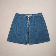 vintage y2k denim jeans mini skirt zip front sz 11 downtown it girl alt grunge