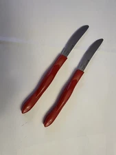 Pair Cutco 1759 KO Table Knife Red Handle Serrated Steak Knife USA Replacement.