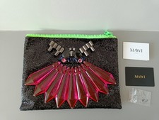 Mawi London Clutch Pouch Bag - haematite tone bullet casing, crystal & perspex