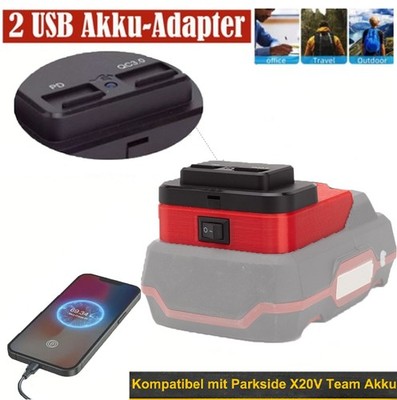 Duale USB-Stromquelle Telefon-Ladegerät-Adapter Konverter Für Parkside X20V Akku