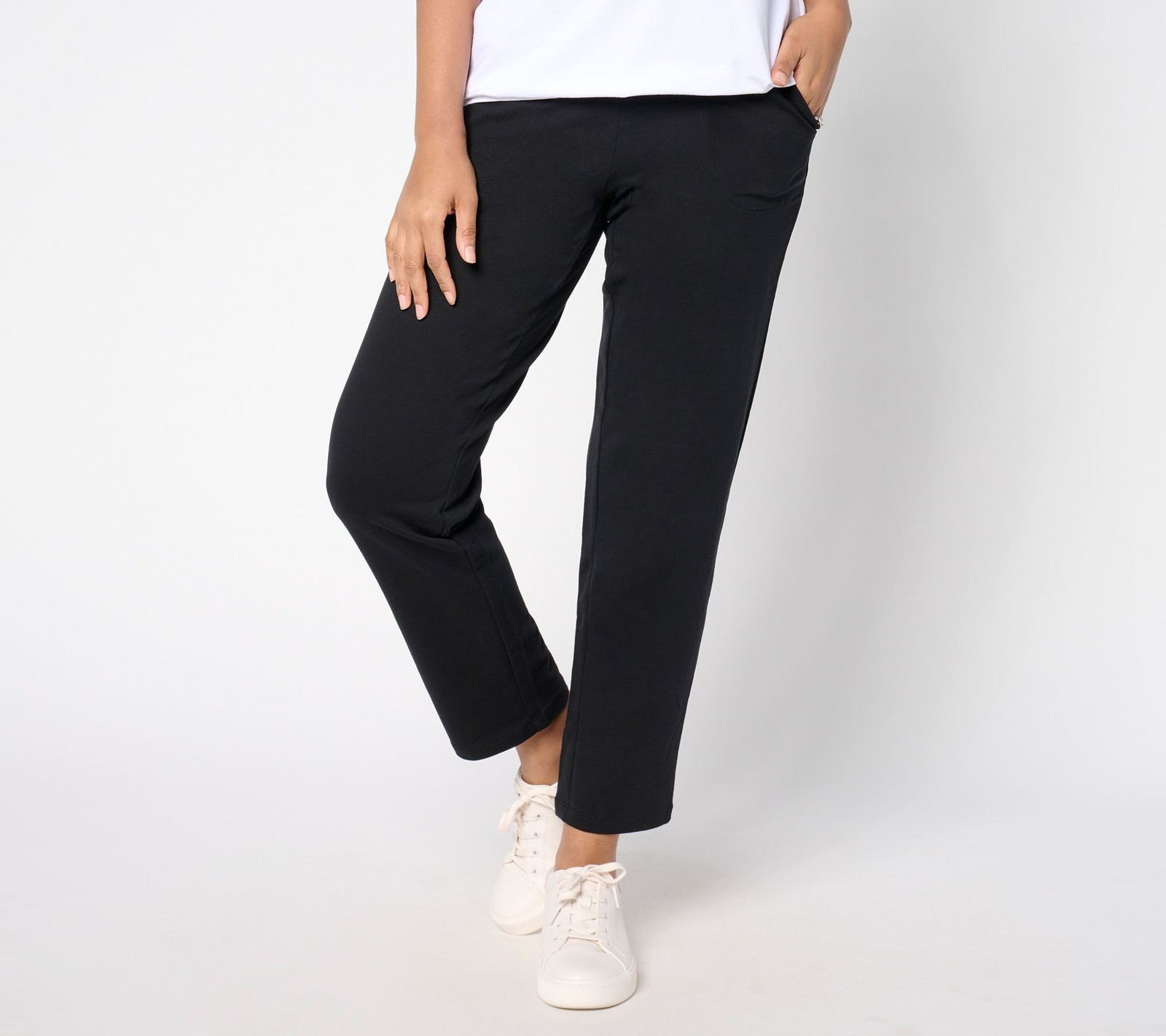 Denim & Co. Women's Petite Pants 4XP EasyWear French Terry Pant Black A671464