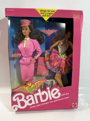 Vtg 1989 FLIGHT TIME Hispanic BARBIE NRFB Steffie Brunette BoxWear Superstar era