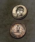 (2) 1950 Washington Quarter Set/Lot * Gem BU Rainbow Toned End Coin * XQL77