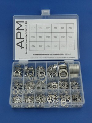 Aluminiumringe Sortiment ALU Dichtringe Dichungstringe Ölablass Box 525 teilig