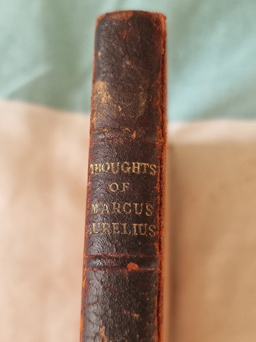 Cover of The Thoughts of Marcus Aurelius 1904 Antique Philosophy Calf Leather Binding