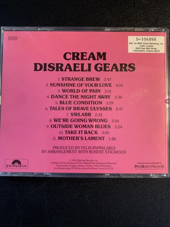 Cream – Disraeli Gears 1967 CD Foto 2 de 2