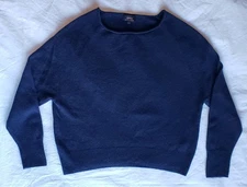 Quince Women's 100% Mongolian Cashmere Sweater Size Large Navy Blue Boat Neck