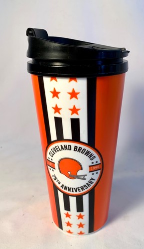 Cleveland Browns 75th Anniversary Travel Plastic Mug Whirley USA