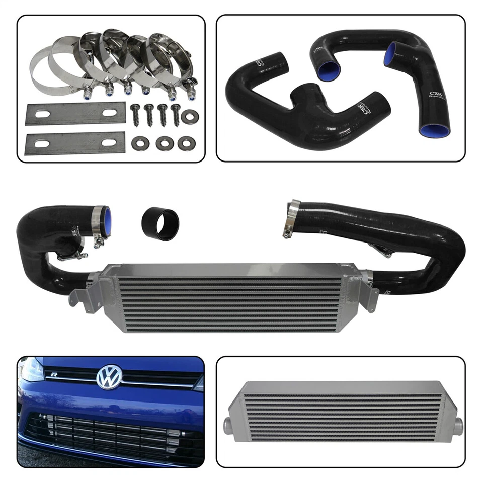 Upgrade FMIC Twin Intercooler +Black Hose Kit For Volkswagen Golf R GTI MK7 2.0T Foto 4 de 4