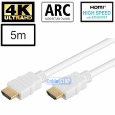5 METRE 4K ULTRA HD 2160p WHITE HDMI Cable with ETHERNET ARC AUDIO RETURN 3D 5M