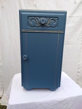 Beautiful Hand-painted Bedside Cabinet Blue And Gold, Upcycled, Preloved