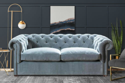 Latijns ontwerper draai Modern Classic Chesterfield Sofa Bed Plush Velvet Fabric 3 Seater Settee  Sofabed | eBay