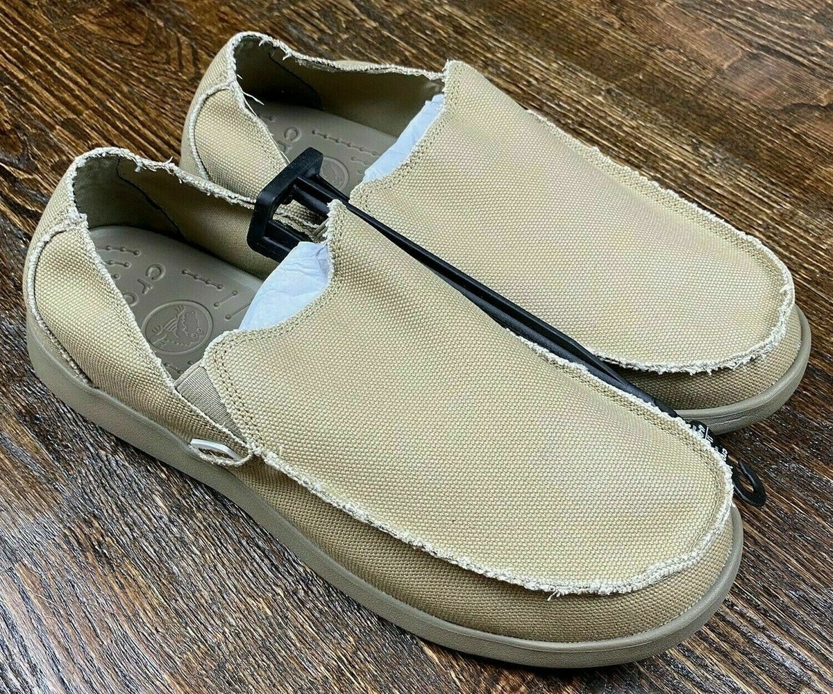 靴 crocs Santa Cruz khaki Crocs Santa Cruz Canvas Slip-On Shoes Loafers Men's 8 Tan