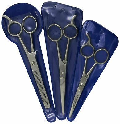 3-Pcs Pro Barber Hair Cutting Scissors Stainless Steel  set Size 5.5'' and 6.5'' 