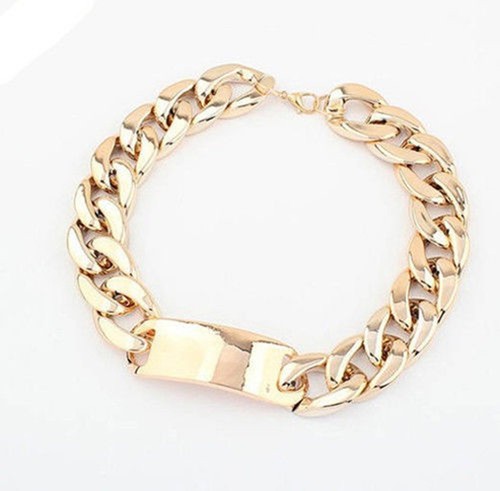 SHINY LINK CELEBRITY STYLE ALUMINIUM ALLOY CHOKER CHUNKY CURB CHAIN NECKLACE - Imagen 4 de 4