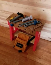 Work Bench Play Set Mixed Lot of Tools, Hammer, Wrenches, Tool Belt Imaginative