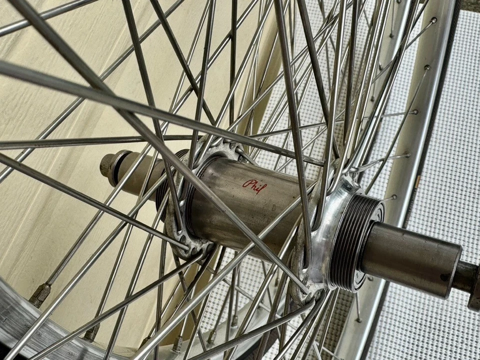 Juego de ruedas tándem Phil Wood vintage 48 orificios 139 mm trasero OLN con neumáticos Gatorskin Foto 3 de 4