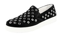 Prada Wildleder Downtown Slip On Sneaker Oesen Schwarz Weiss Neu - 40,5 Uk 7.5