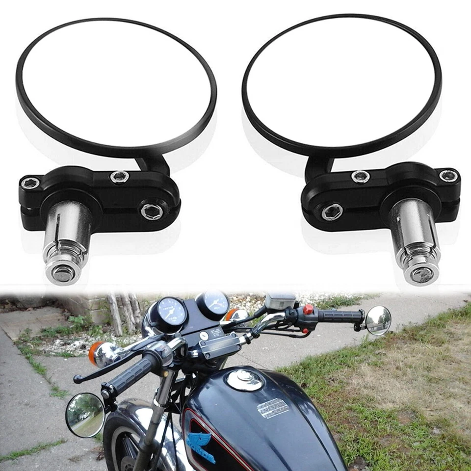2 черных торцевых зеркала на руль мотоцикла 7/8 дюйма для Honda CM250C CM400T CM450A - Изображение 4 из 4