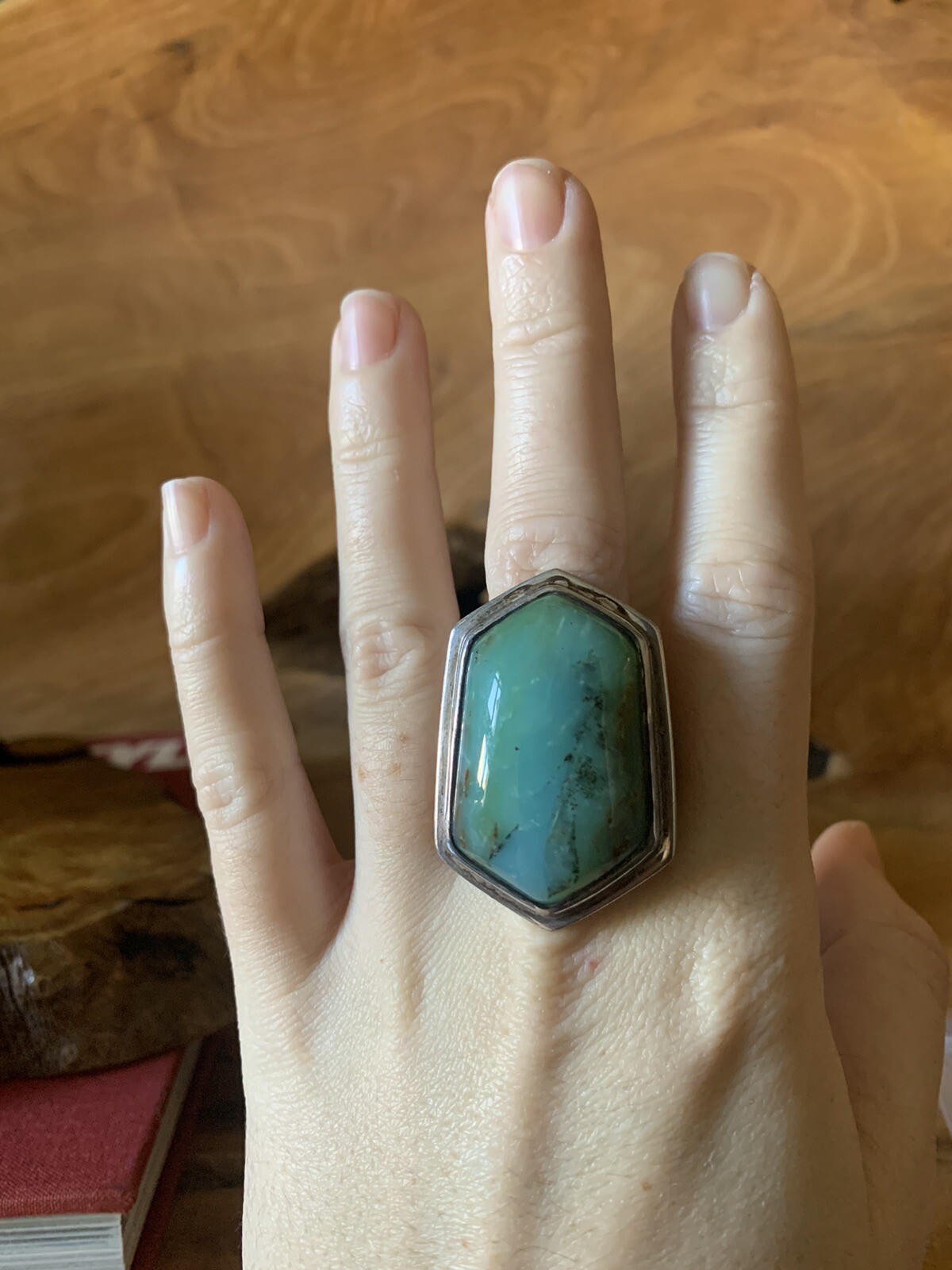 Peruvian Water Opal Statement Ring Size 7 Ring St… - image 7