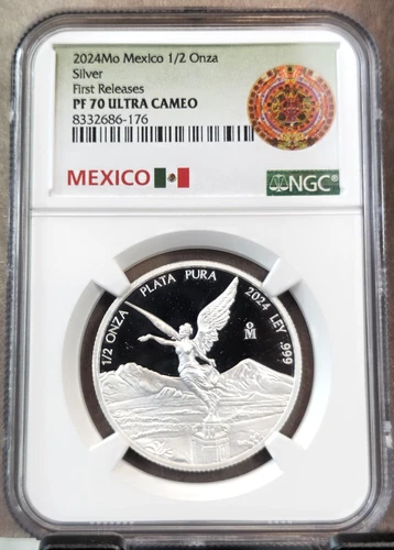 2024 MEXICO SILVER LIBERTAD 1/2 ONZA NGC PF 70 ULTRA CAMEO FIRST RELEASES GEM
