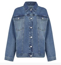 New Womens Kangol Classic Denim Jacket Size Xl Uk 16 Rrp£28